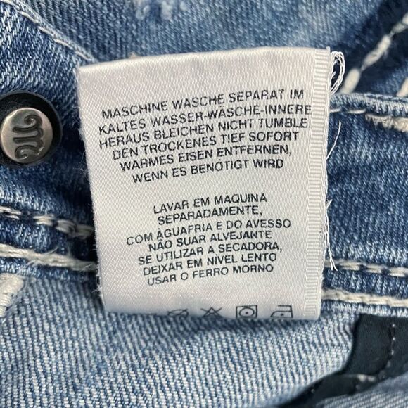 Miss Me Distressed Boyfriend Cropped Jeans Whiskered Medium Wash Women’s Size 28 - Picture 13 of 14